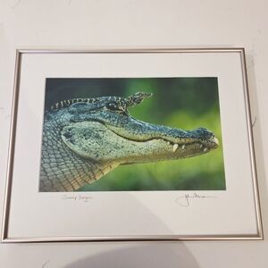 Vintage Swamp Dragon John Moran Alligator Crocodile Print Painting Art Framed